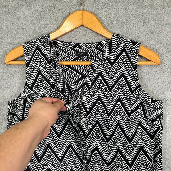 Talbots Black & White Button Down Blouse - Picture 5 of 10